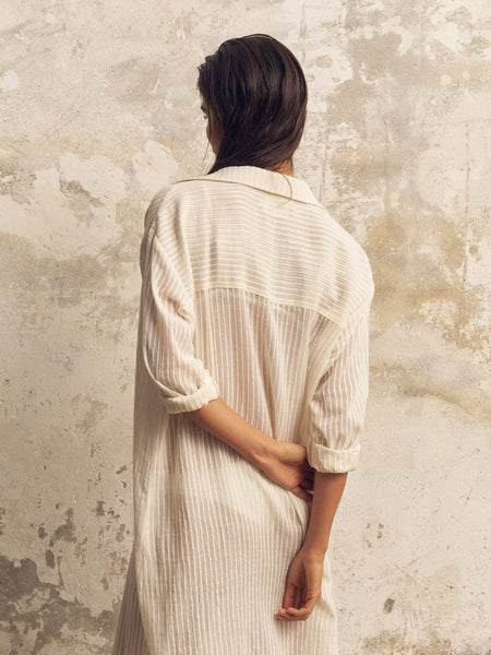Voyage Shirt Dress - White Stripes - Bodega Nantucket