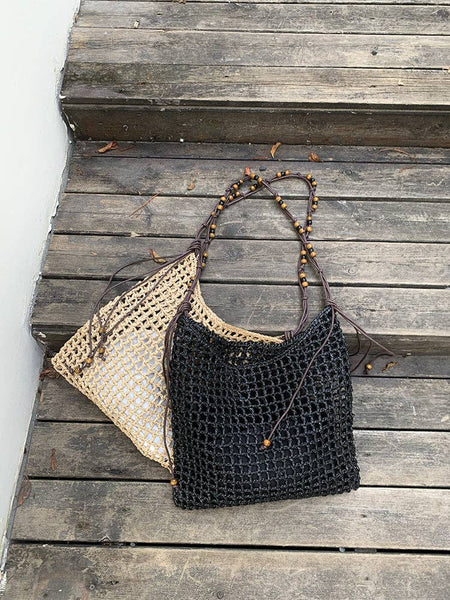 Vintage Beaded Large Capacity Hollow Tote Bag 8CW6BBG04