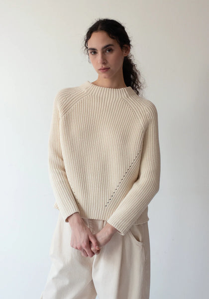Daphne Washed Cotton Sweater Off White - Bodega Nantucket