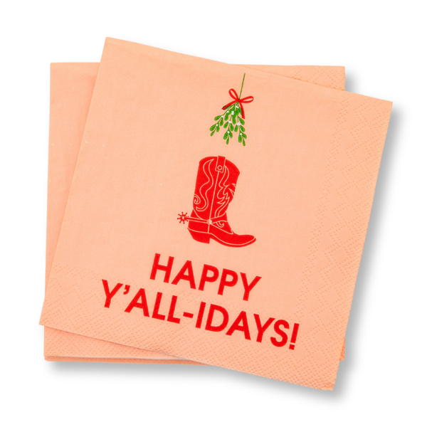 Happy Y'all-idays - Holiday Cocktail Napkin - Bodega Nantucket