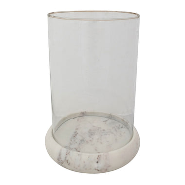 Glass Hurricane with Marble Base - Bodega Nantucket