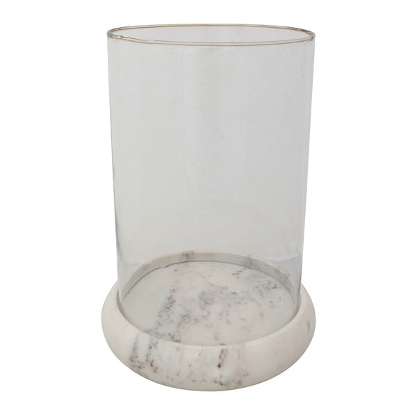 Glass Hurricane with Marble Base - Bodega Nantucket