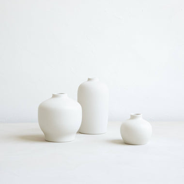 Ceramic Blossom Vase, Matte White