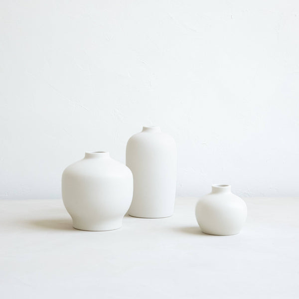 Ceramic Blossom Vase, Matte White