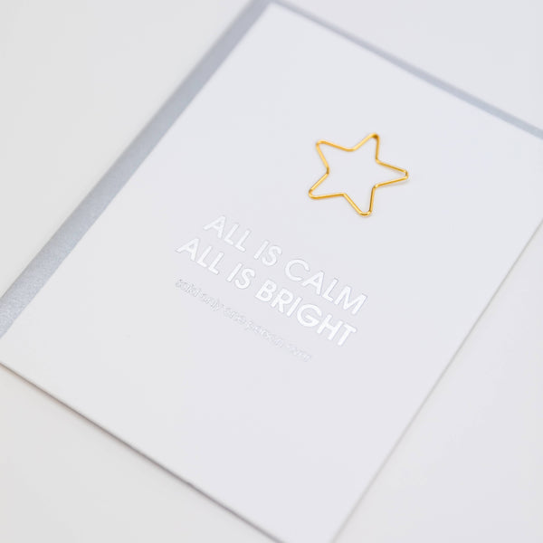 All is Calm Christmas Greeting Card with Star Paper Clip - Bodega Nantucket