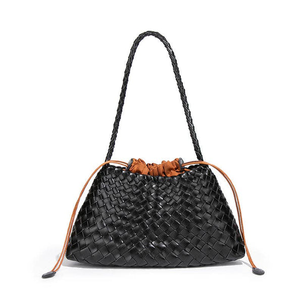 Vintage Woven Solid Color Underarm Bag Handbag