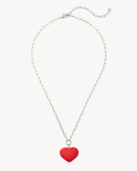 Midi Heart Pendant Necklace in Ruby