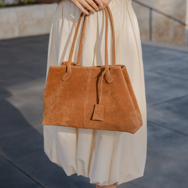 Irene Chocolate Vegan Suede Shoulder Bag