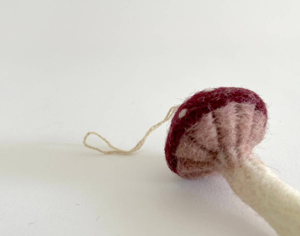 Felted Wool Mushroom Ornament - Plum - Bodega Nantucket