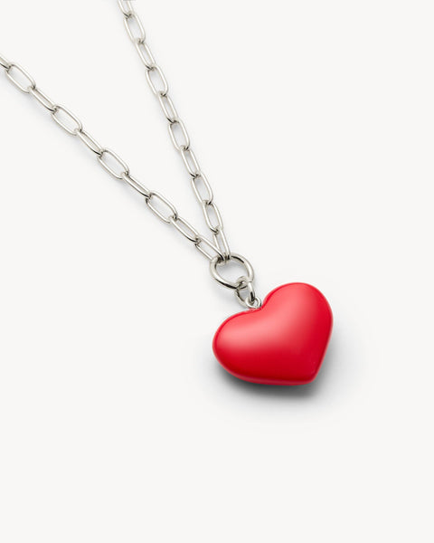 Mini Heart Pendant Necklace in Ruby