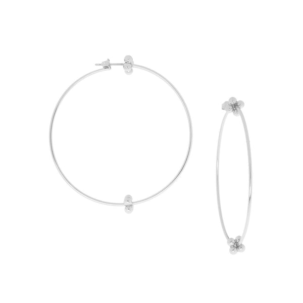 Thin post hoop with flower rondelles - Bodega Nantucket