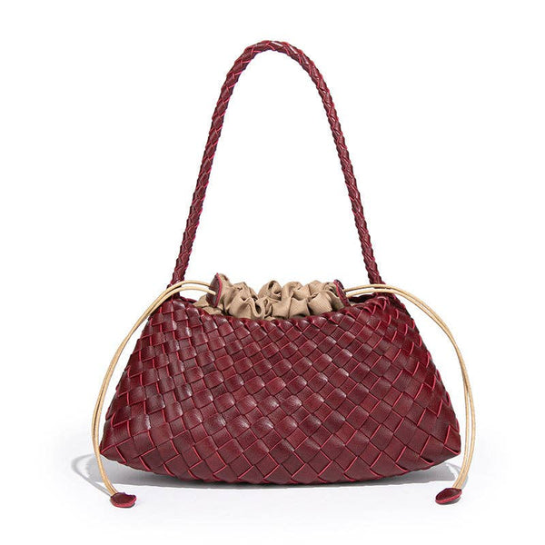 Vintage Woven Solid Color Underarm Bag Handbag