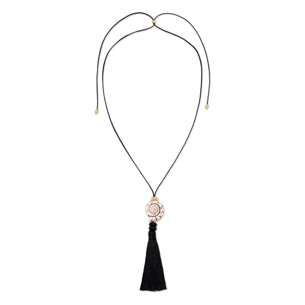 Bella Mare Shell Tassel Cord Necklace