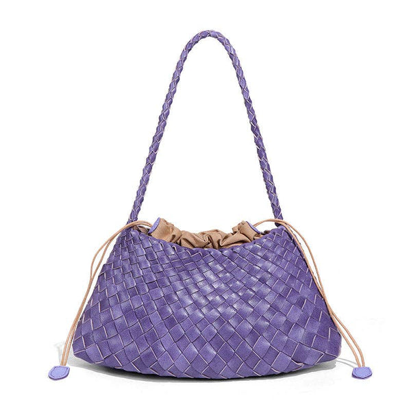 Vintage Woven Solid Color Underarm Bag Handbag