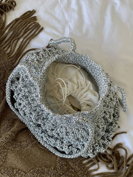 Stylish Solid Color Hollow Handmade Underarm Bag MK2BW6W10BBG359