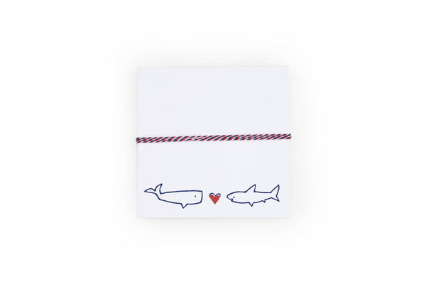 Shark loves whale notepad