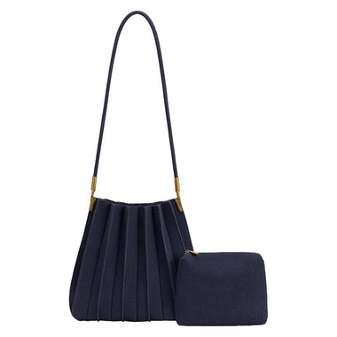 Carrie Navy Vegan Suede Shoulder Bag
