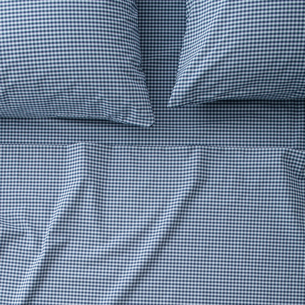 Gingham Percale Sheet Set Navy - Bodega Nantucket