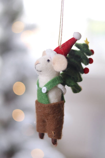 Tree Toting Tom Mouse Holiday Ornament