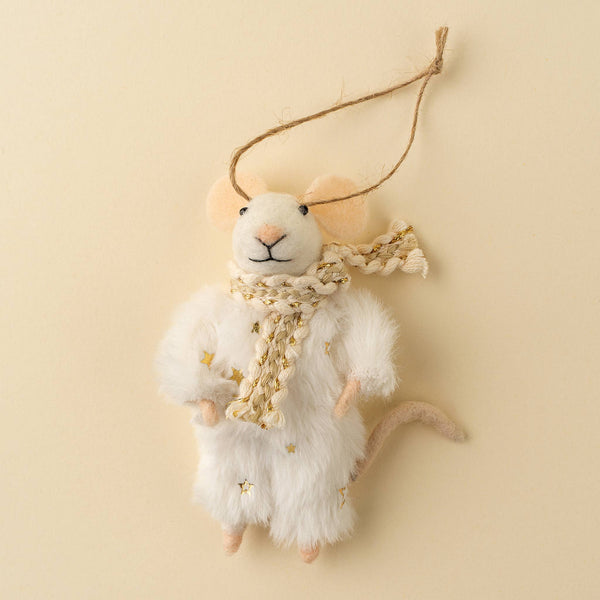 Winter White Wendy Mouse Holiday Ornament