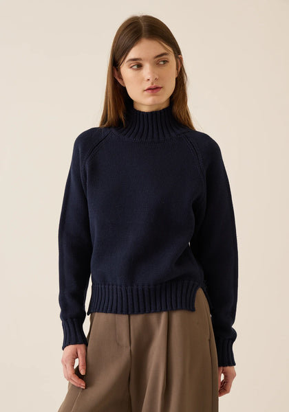 Kaitlyn Cotton Cashmere Sweater Dark Heather Grey - Bodega Nantucket