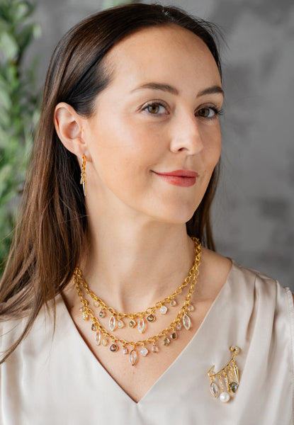 Layered Gemstone Charm Necklace - Bodega Nantucket