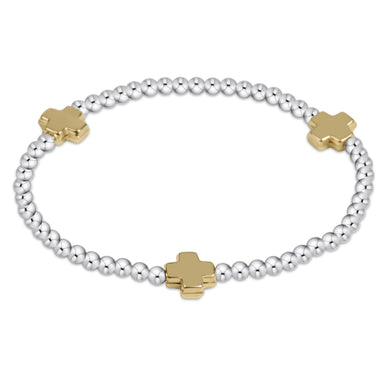 Signature Cross Mixed Metal 3mm Bracelet Gold - Bodega Nantucket