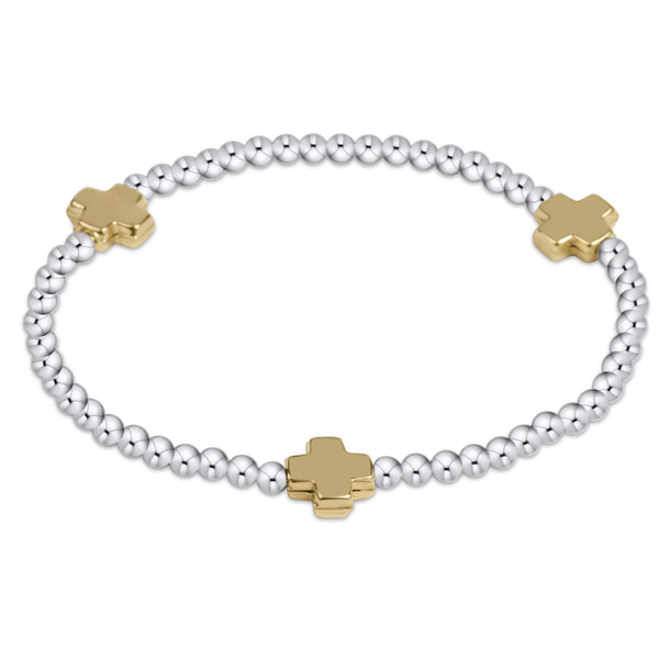Signature Cross Mixed Metal 3mm Bracelet Gold - Bodega Nantucket
