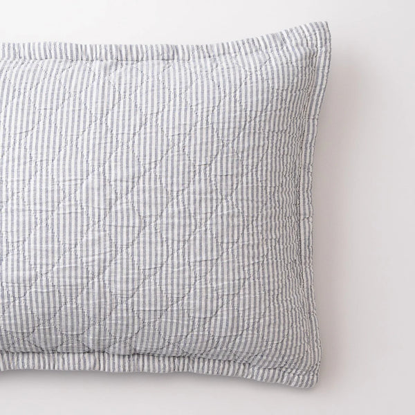 Diamond Ticking Gray Shams - Bodega Nantucket