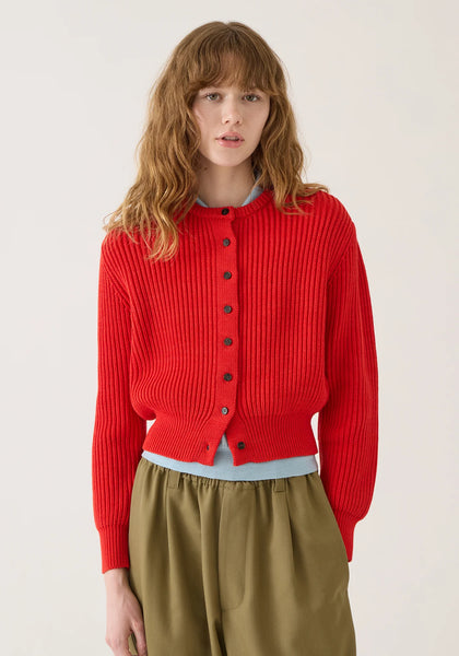 Riana Cotton Cardigan - Vermilion - Bodega Nantucket