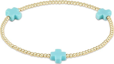 Signature Cross Gold 2mm Turquoise Bracelet - Bodega Nantucket