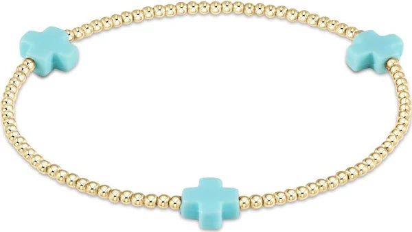 Signature Cross Gold 2mm Turquoise Bracelet - Bodega Nantucket