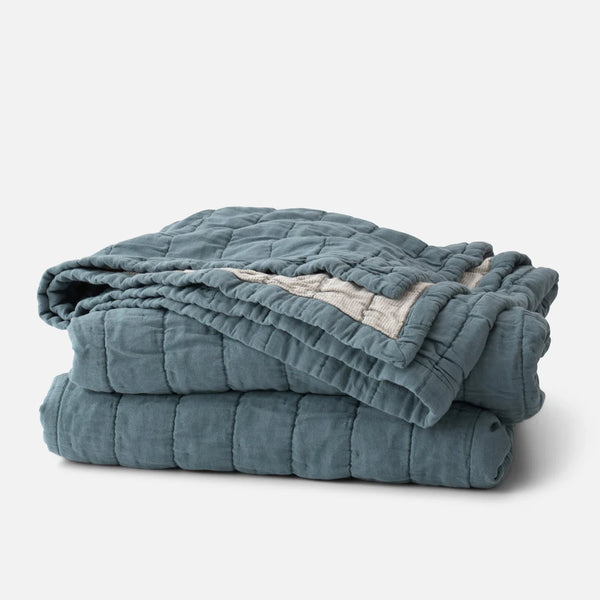 Channeled Cotton Quilt Slate - Bodega Nantucket