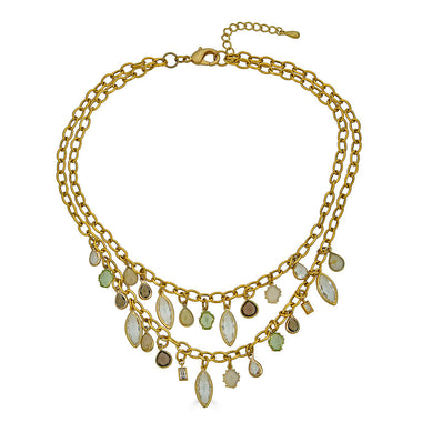 Layered Gemstone Charm Necklace - Bodega Nantucket