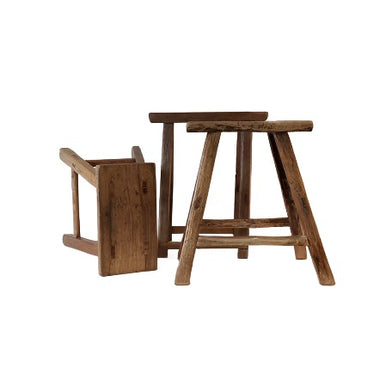 Rustic Wood Stool - Bodega Nantucket
