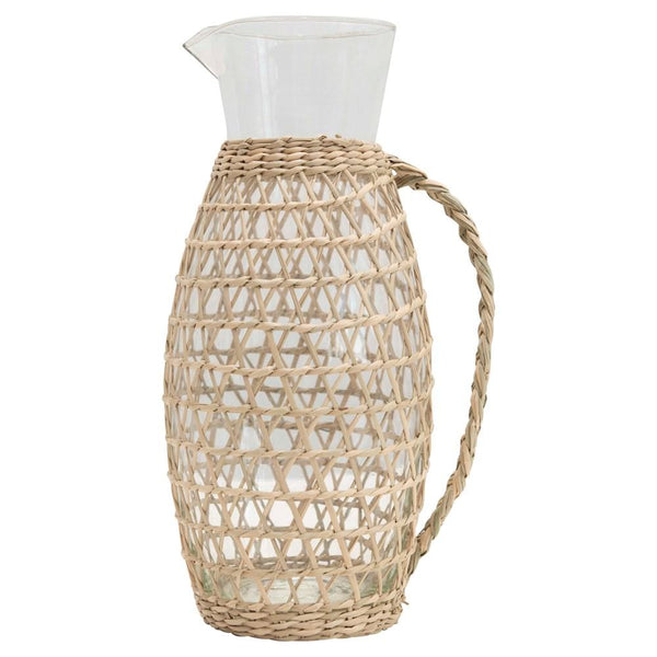Glass Pitcher w/ Seagrass Weave - Bodega Nantucket