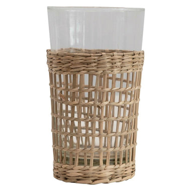 Drinking Glass w/ Woven Seagrass Sleeve - Bodega Nantucket